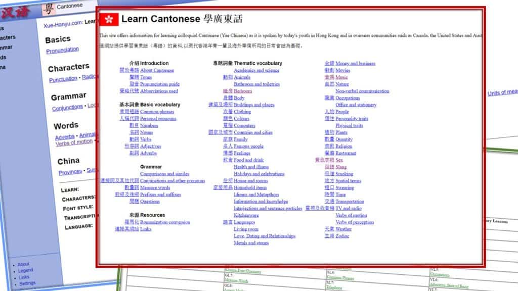 Themed Colloquial Cantonese Phrase Lists
